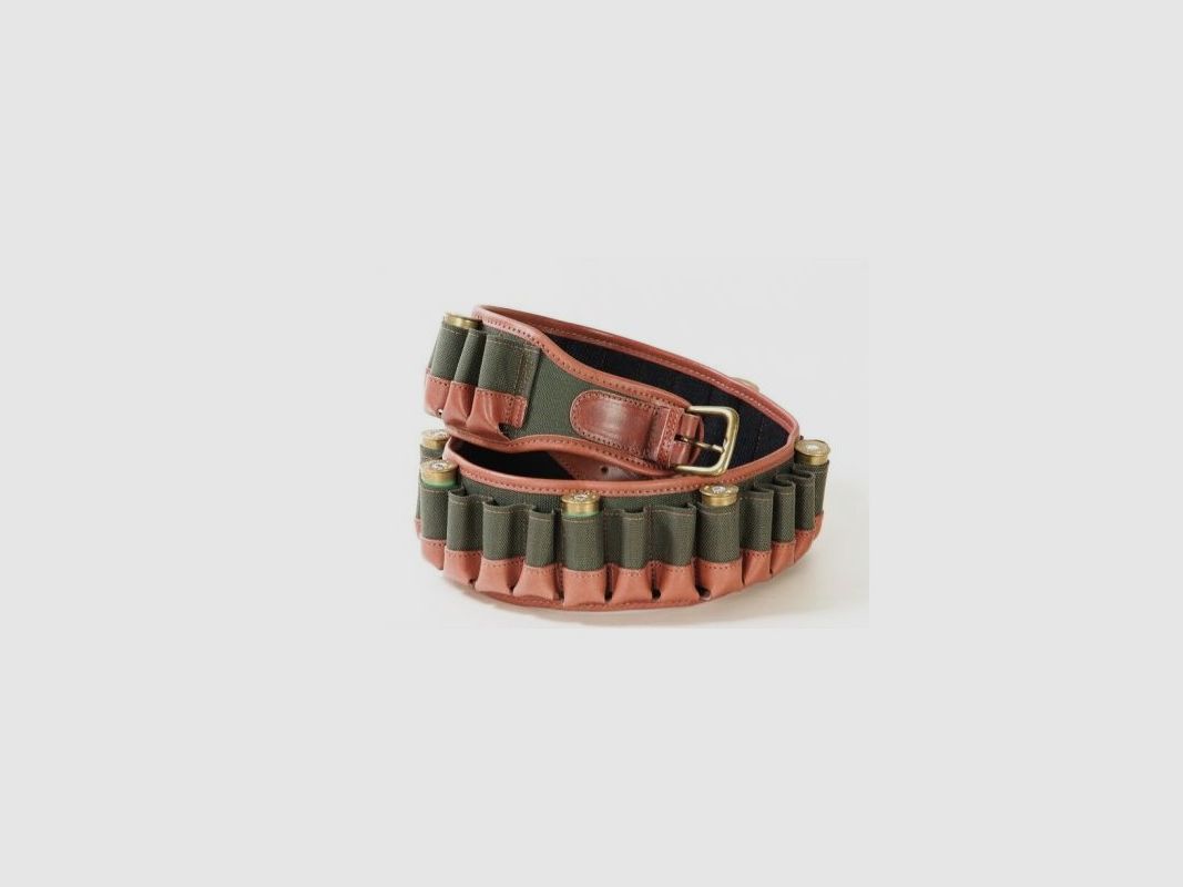 Geweerpatroon tas in groen cordura en leer 30 cellen Buffetteria Spadoni