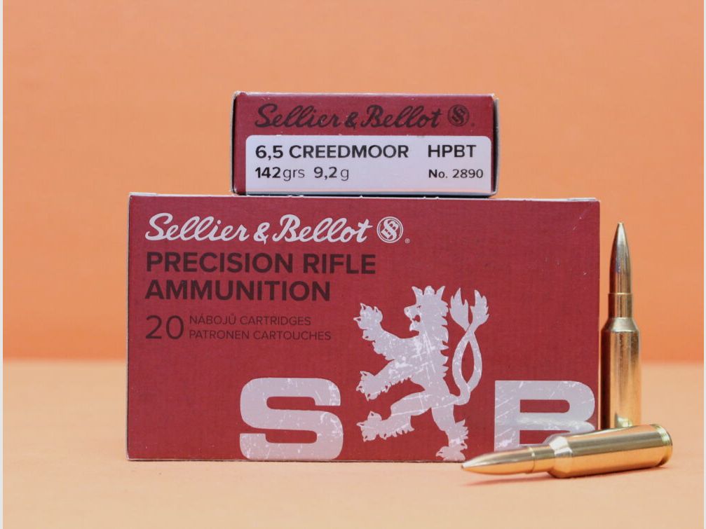 Sellier & Bellot Cartridge 6.5mm Creedmoor S&B/ Sellier & Bellot 142grs HPBT OTM Match VE 20 Cartridges/ 9.2g Hollow Point, image 1 of 2