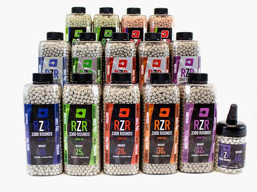 Airsoft-Bälle 6mm RZR 0,20g/0,25g/0,28g/0,30g/0,32g BIO Flasche 3500 BBs