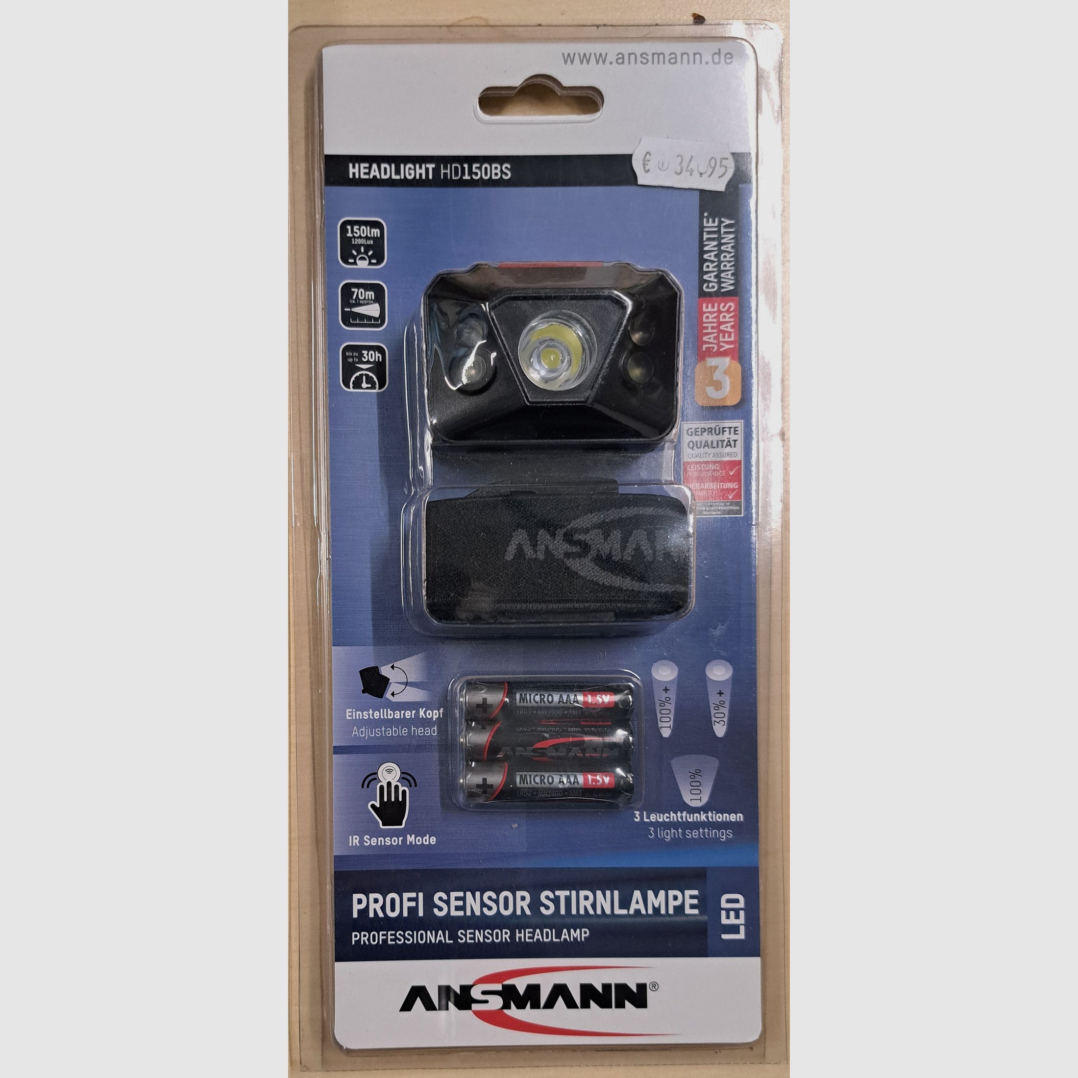 Stirnlampe Ansmann HD150 BS
