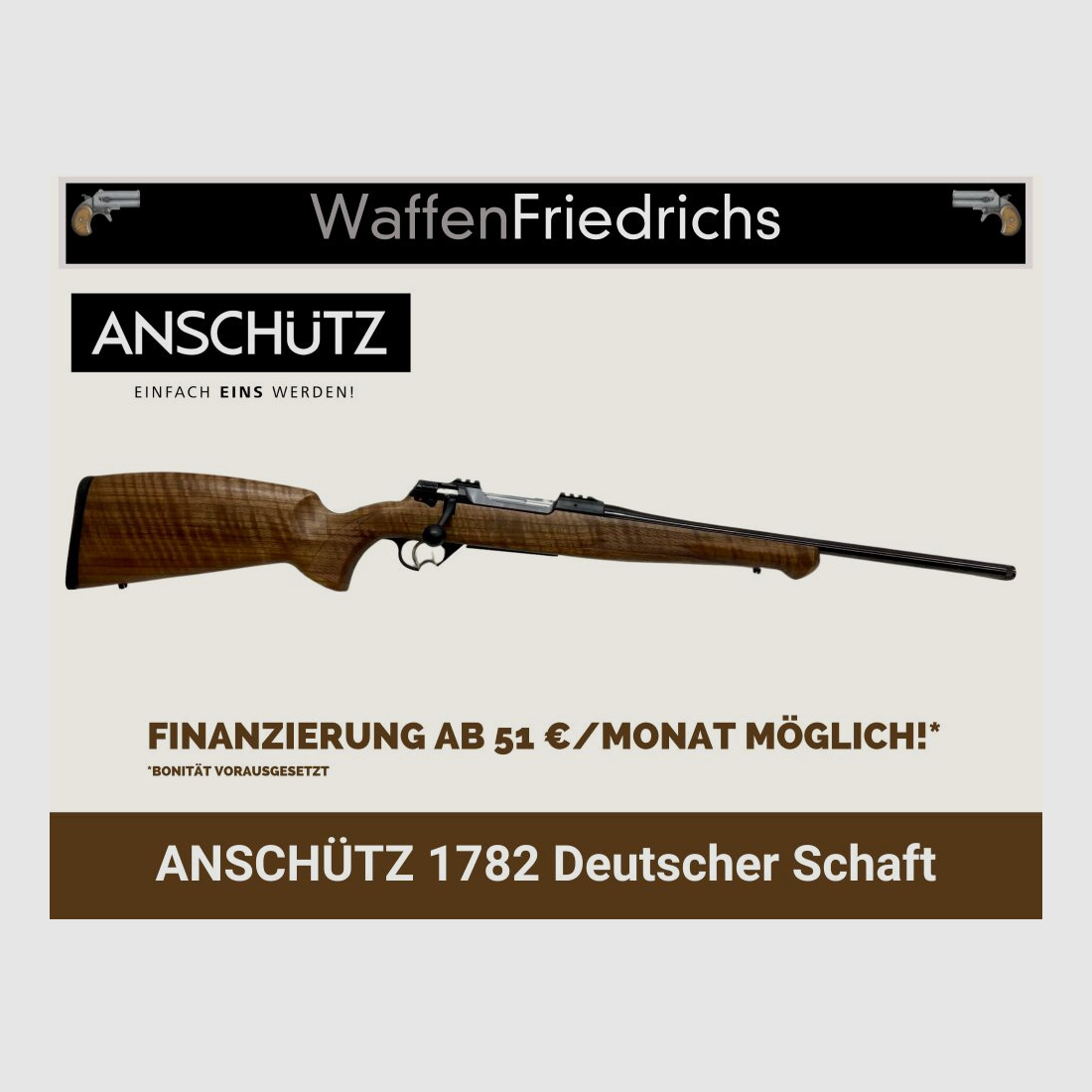 ANSCHÜTZ 1782 Deutscher Schaft | Premium Holzklasse - Waffen Friedrichs