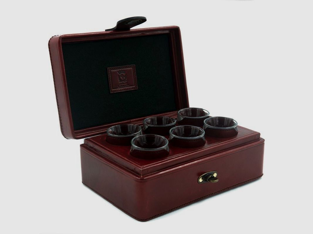 Rey Pavon Etui mit 6 Schnapsgläsern Chocolat