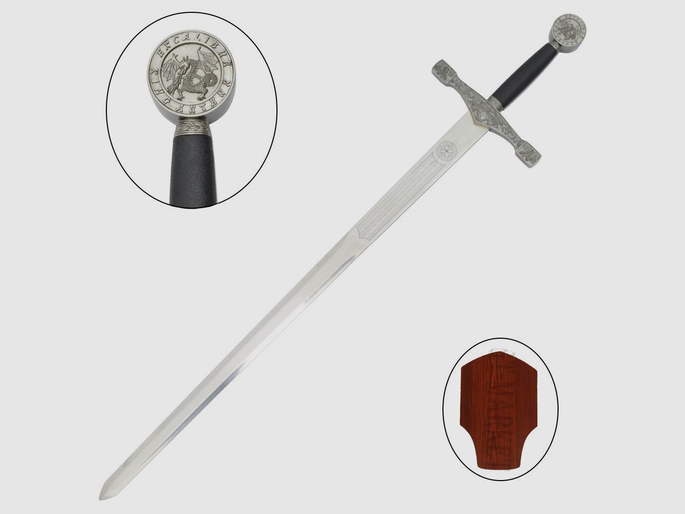 Miecz filmowy Excalibur z uchwytem na ścianę