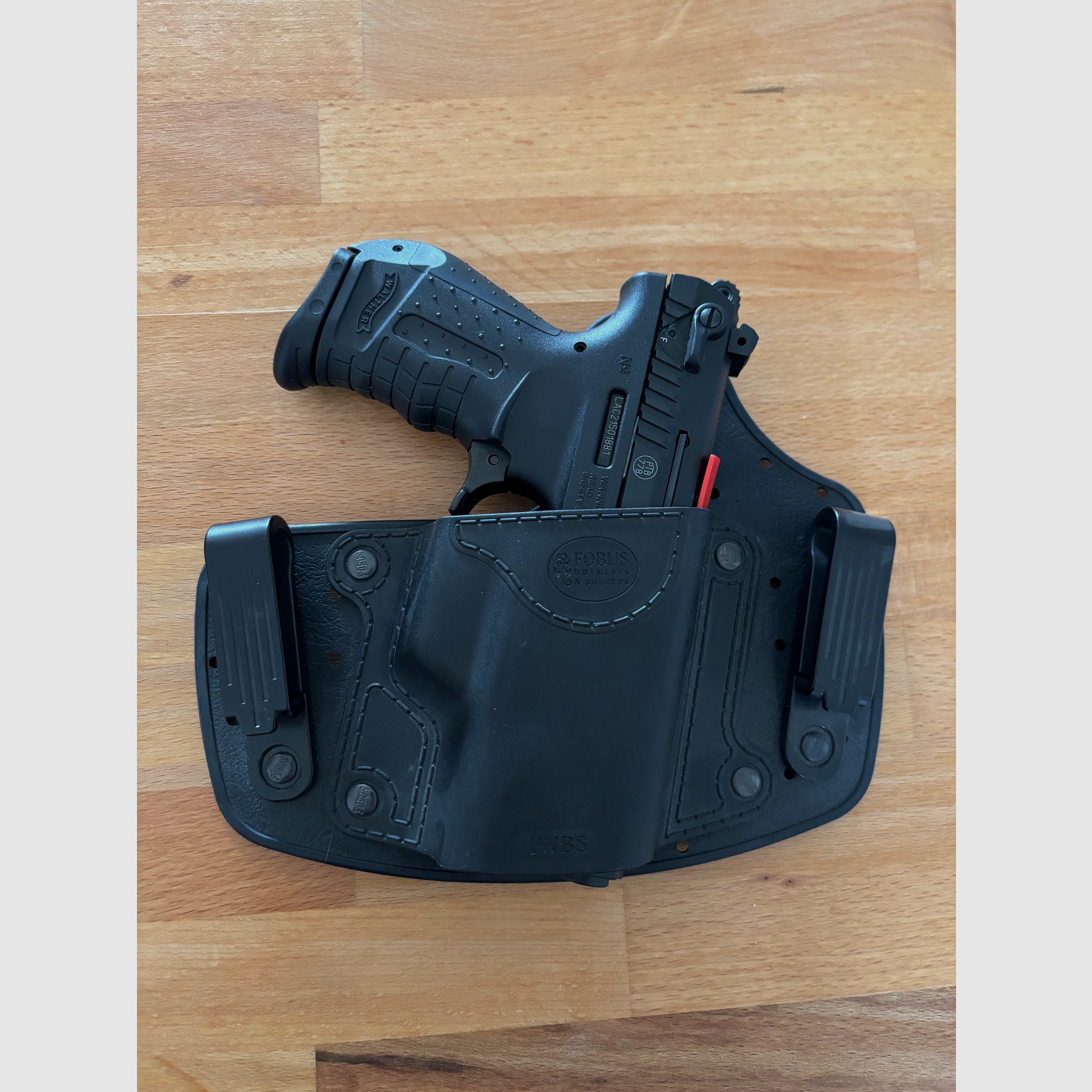 Walther P22 blank firing pistol incl. launch cup and Fobus IWB holster