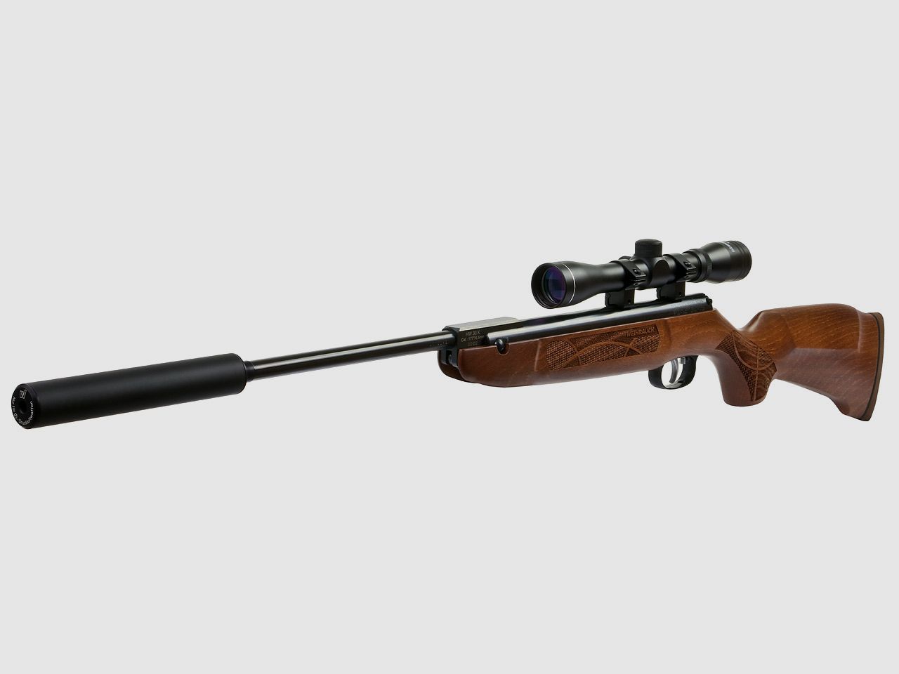 Luftgewehr Weihrauch HW 30 S brĂĽniert Buchenholzschaft punziert SchalldĂ¤mpfer Zielfernrohr 4x32 Kaliber 4,5 mm (P18)