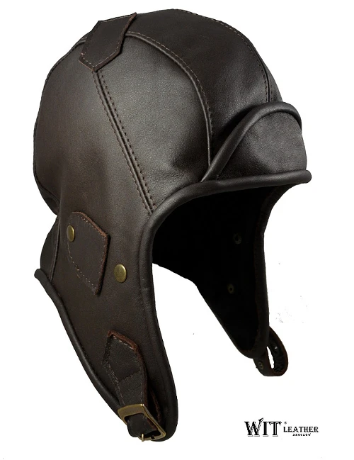 Witleather gorro de aviador con visera, marrón, cuero vacuno, liquidación