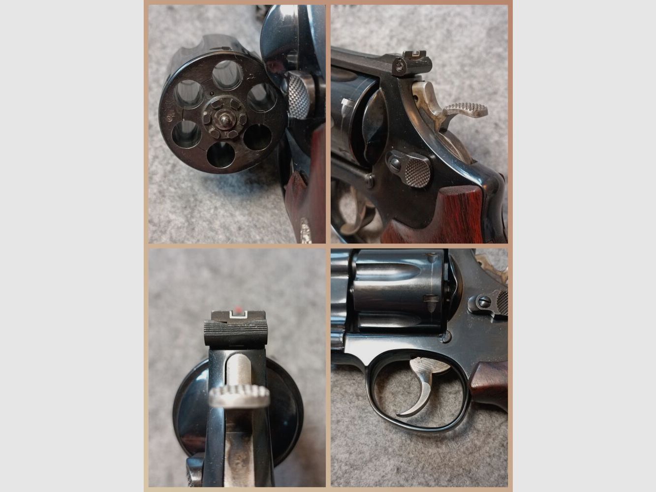 Smith & Wesson Mod. 27-3 Brüniert mit punzierten Holzgriffschalen
