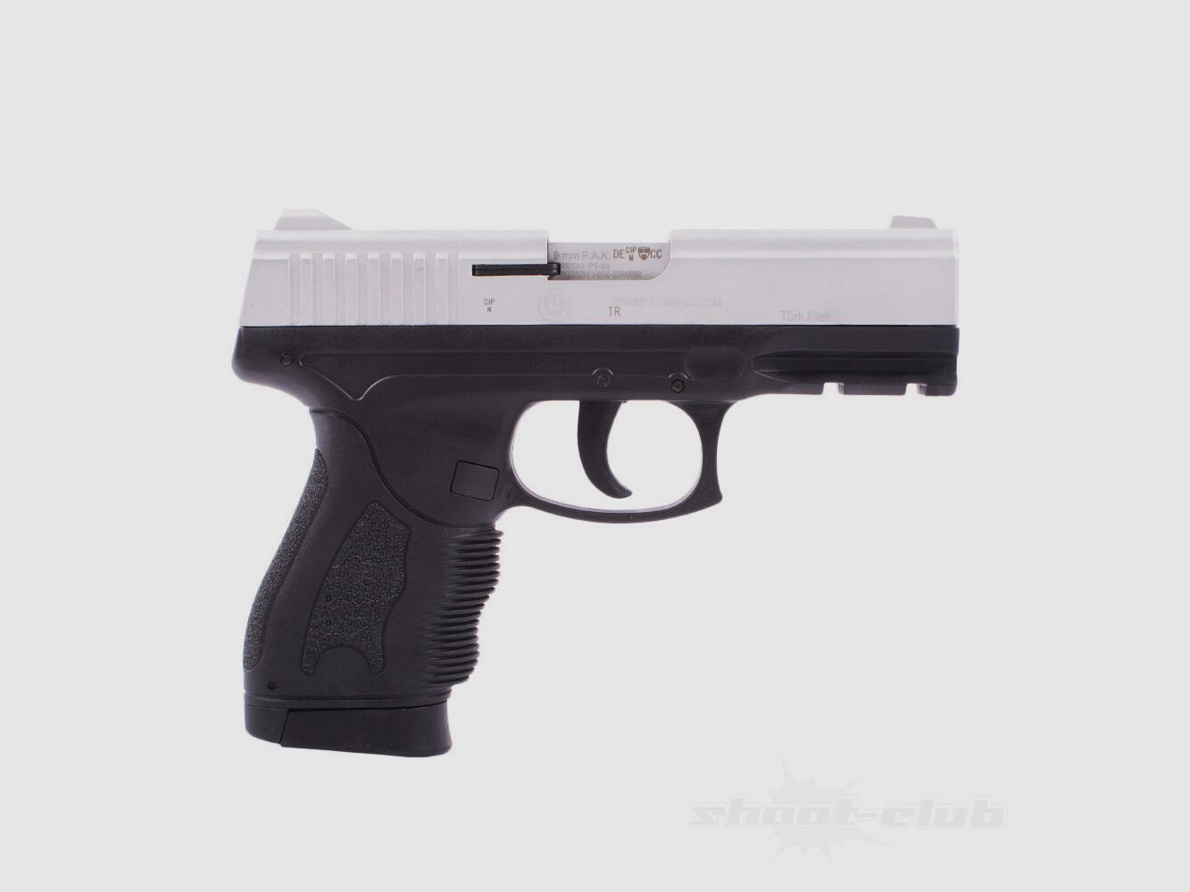 Retay PT-23 9mm P.A.K. nickel-colored Cerakote finish