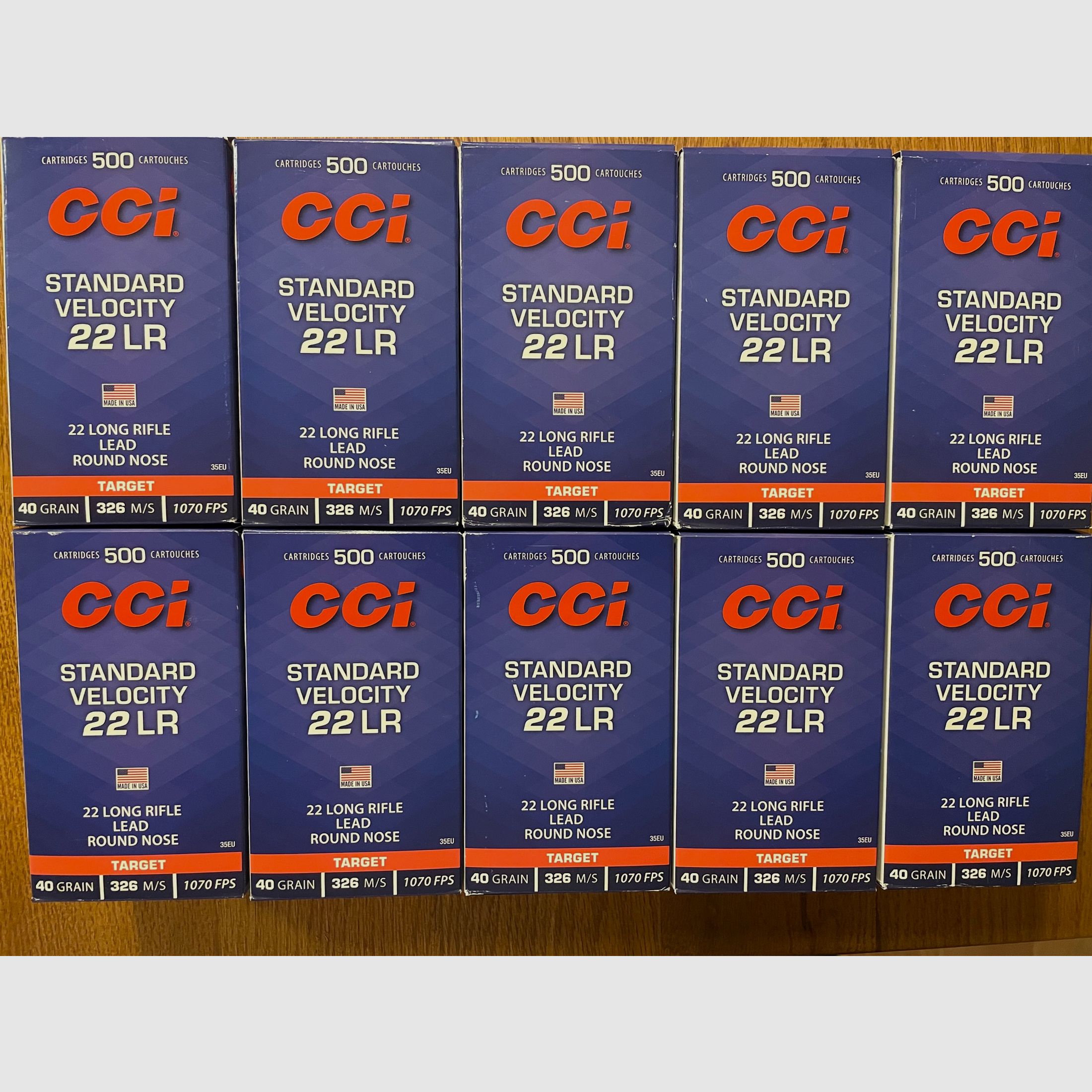 5.000 stuks CCI .22 LR Standard Velocity (2,6g / 40gr) – Top conditie, OVP
