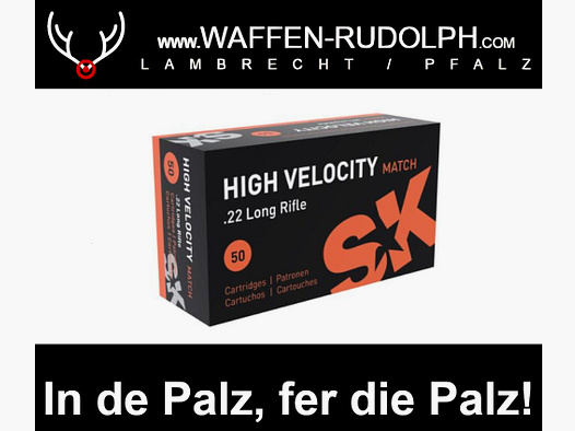 SK High Velocity Match .22 lr. Pack: 50 rounds *Firearms ownership license required