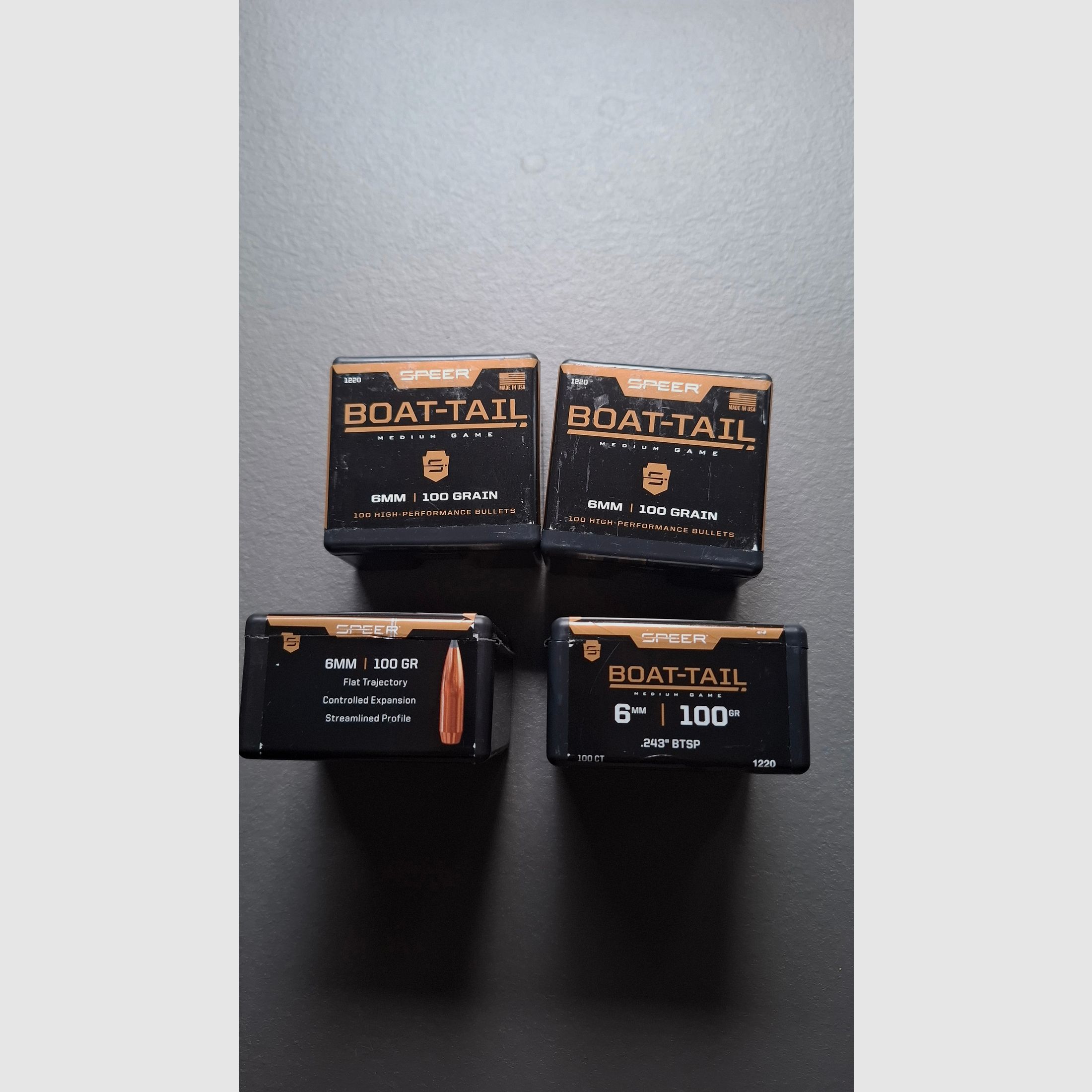 400 Stck. SPEER BOAT-TAIL 6MM/.243 100GR BT SP 1220