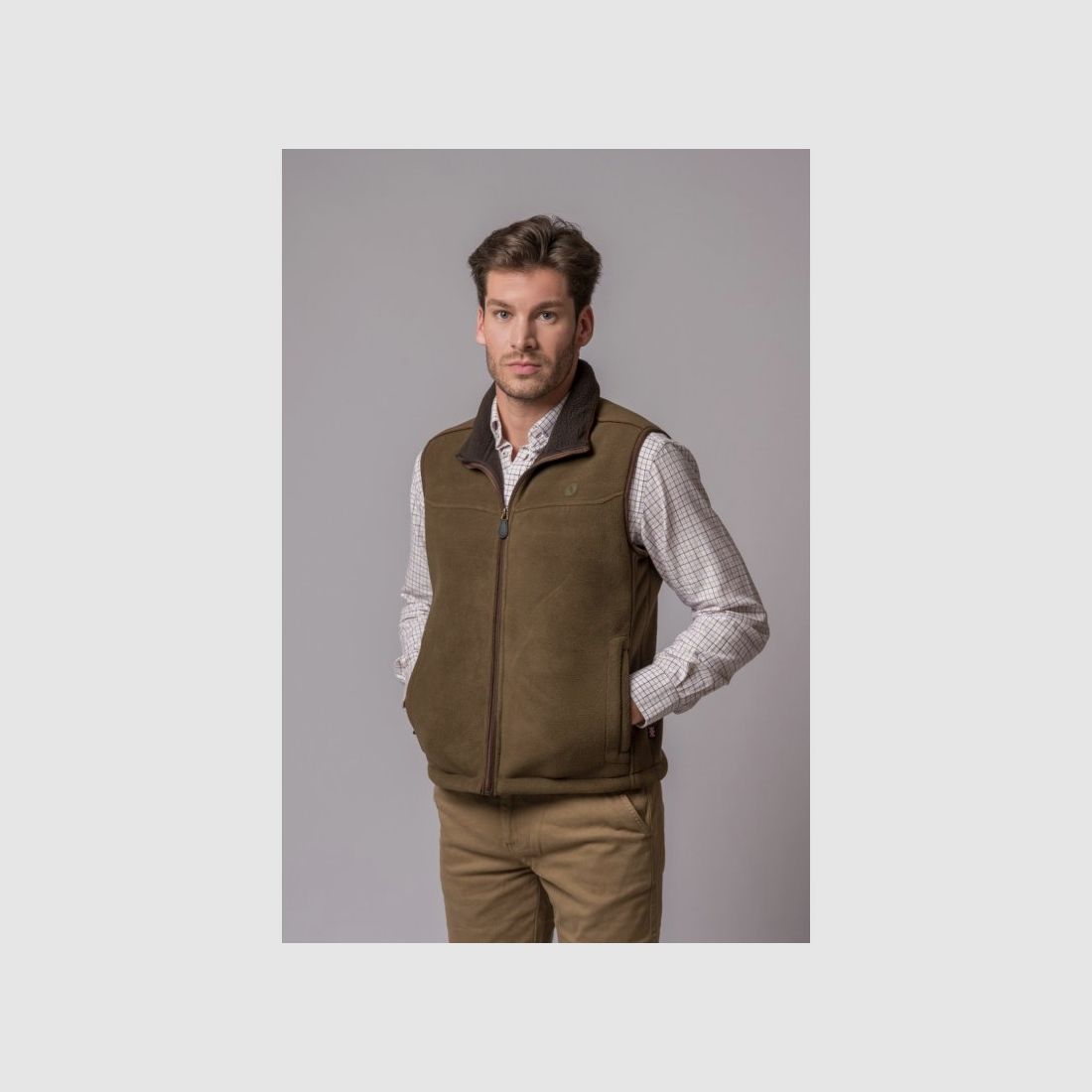 Gilet British Cotton Berlin camel olive, image 1 sur 2