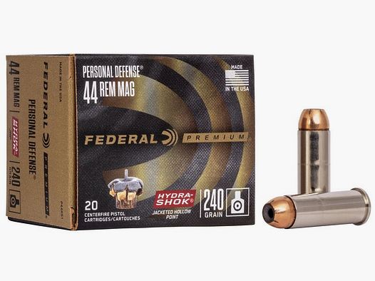 FED P44HS1 AMMO .44 REM MAG 240GR HYDRA SHOK JHP 20/500