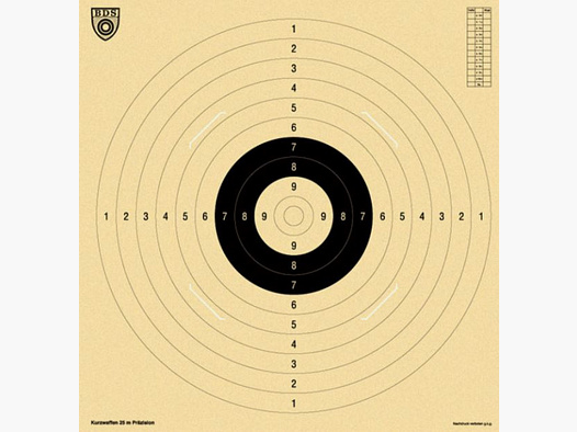 BDS KURZWAFFEN-SCHEIBE (Z 9) - 55x52CM - MIT SCHLITZ - 1 STÜCK