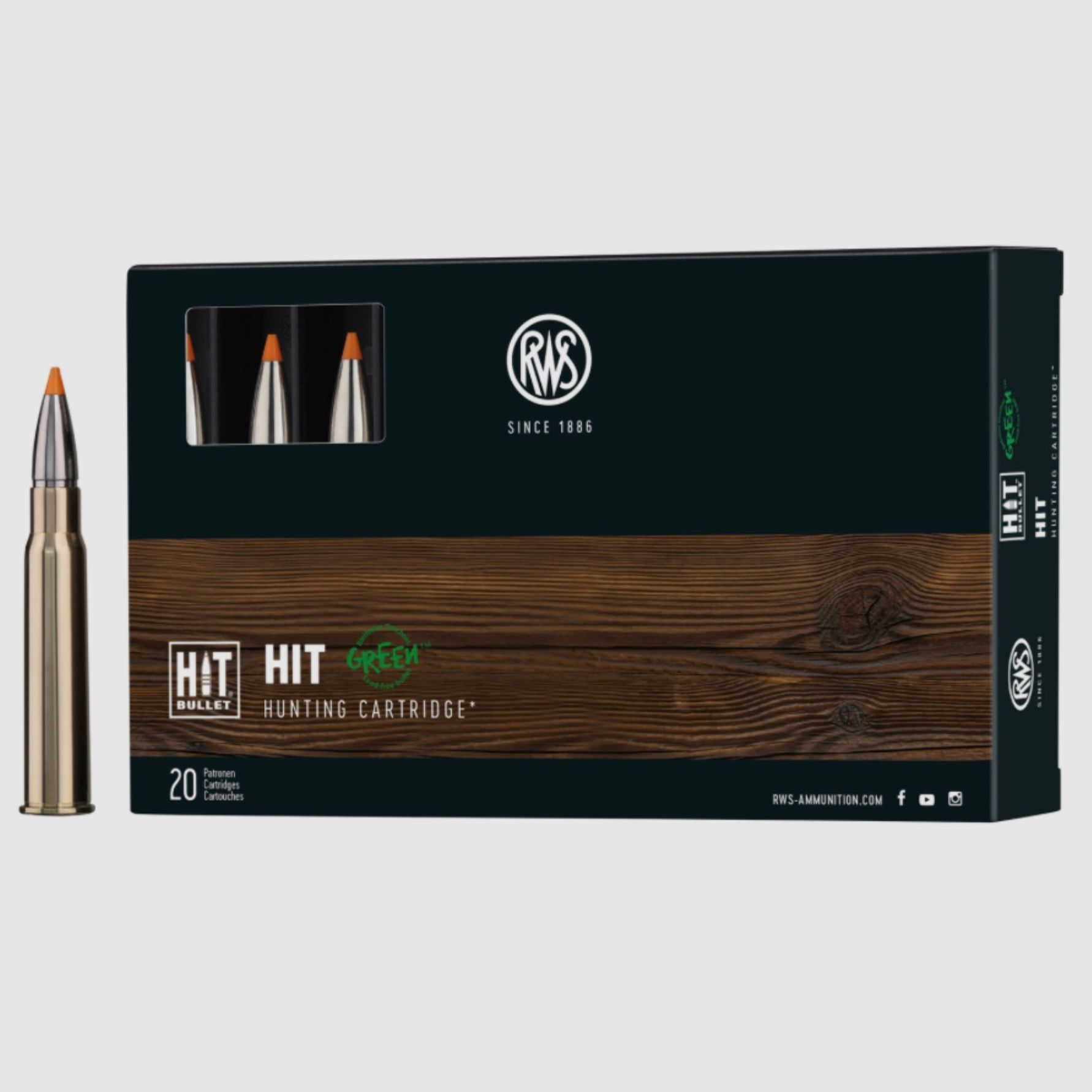 RWS 2319207 cartridges 8x57 IRS HIT 10.4g 160grs. Lead-free