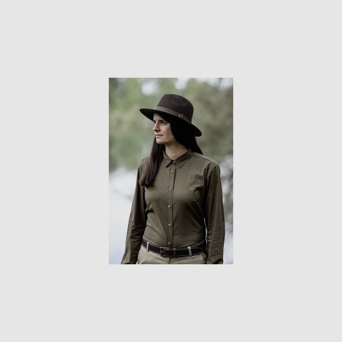 Blaser Stretch Bluse Sergia dark olive checked