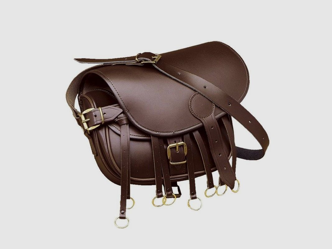 Morral de cuero con portacazas de anilla
