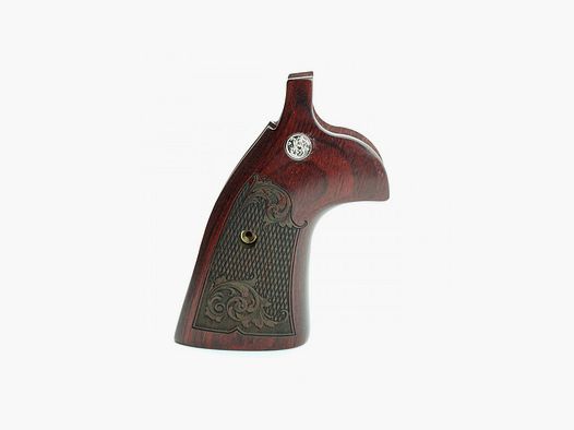 S&W K/L SQUARE TARGET SUPER ROSEWOOD CHECKERED ENGRAVED WITH SILVER MEDALLIONS