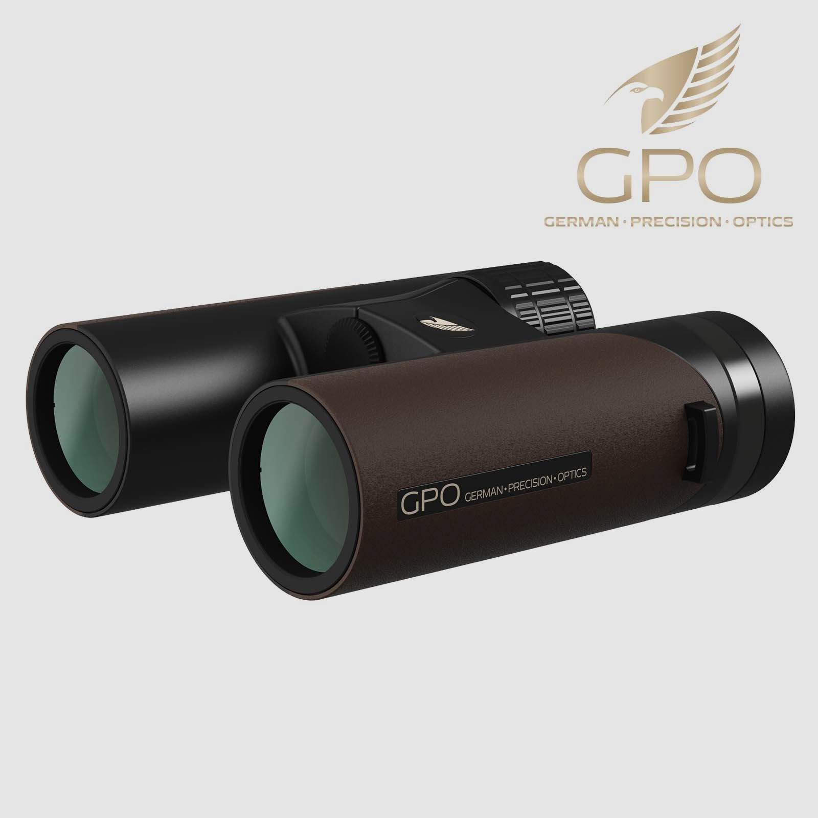 GPO B323 Binocolo Passion ED 10x32 Marrone con accessori Birdwatching Osservazione della natura 50111003