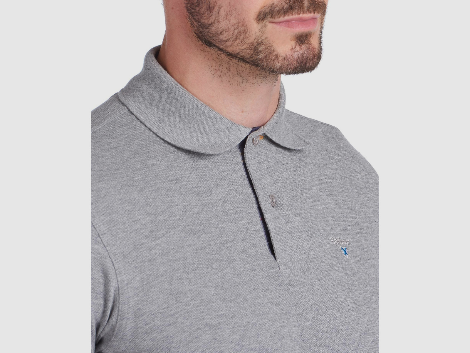 BARBOUR Poloshirt Tartan Pique Grey Marl