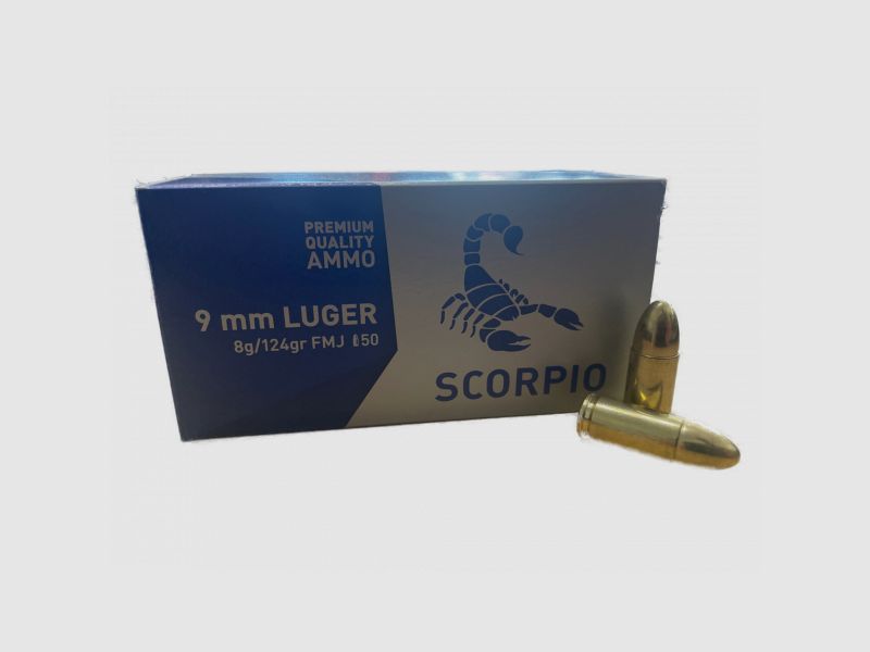 STV SCORPIO 9MM LUGER 124GRS. - FMJ/VM - 50 SCHUSS