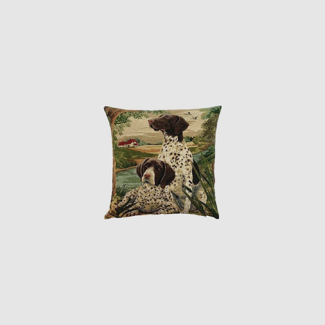 Gobelin-Gewebtes Kissen 45x45 cm Deutscher Vorstehhund