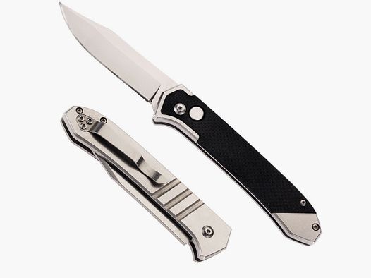 HERBERTZ Top Collection Coltello a molla, piastre in acciaio inossidabile, guance in G10, clip da tasca