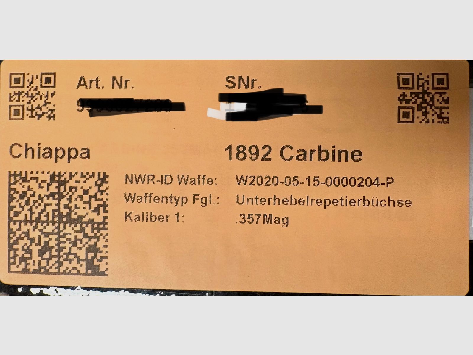 Chiappa 1892 Carbine .357 Mag –Price negotiable