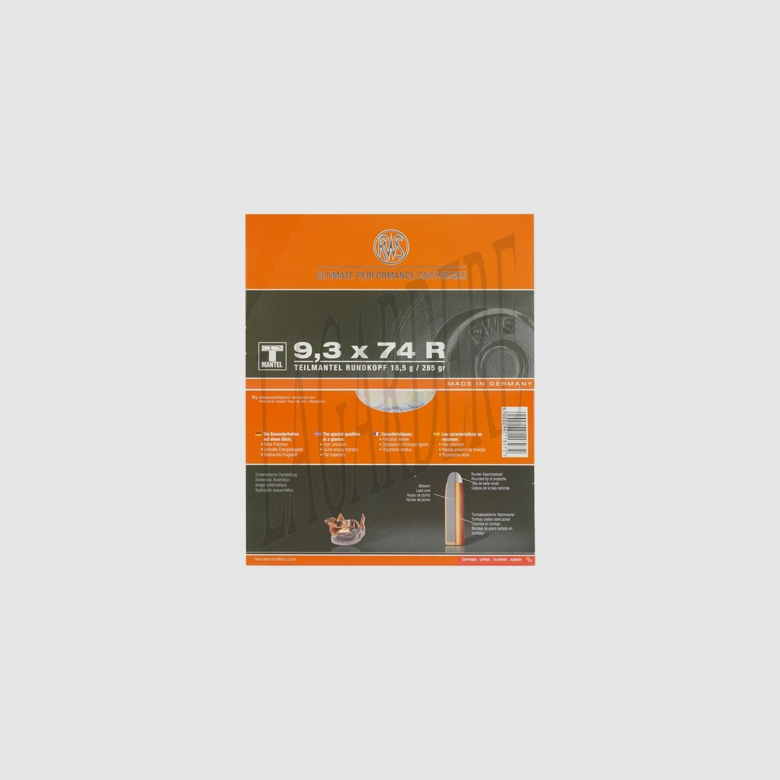 RWS Soft Point 18,5 g / 285 grs (Cartuccia con Proiettile)