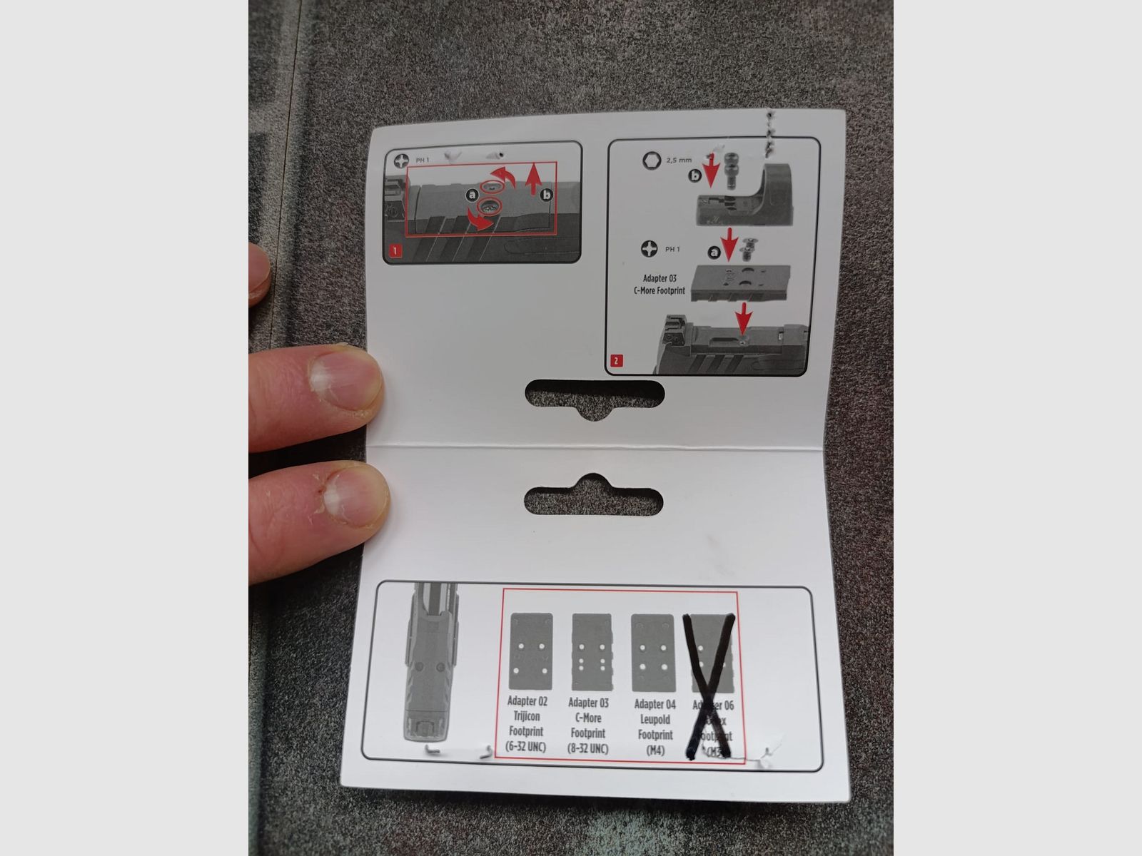 Adapterplatten RED DOT für Walther PDP T4E RAM Airsoft 6mm BB, 4,5mm