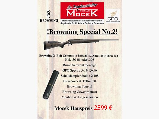 Browning X-Bolt Composite Brown HC réglable fileté, avec GPO Specta 5x 3-15x56