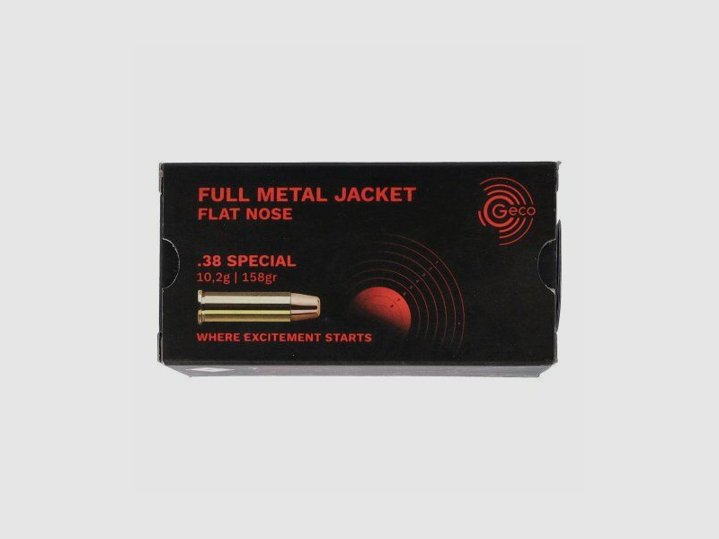 GECO Full Metal Jacket Flat Nose 158gr .38Special