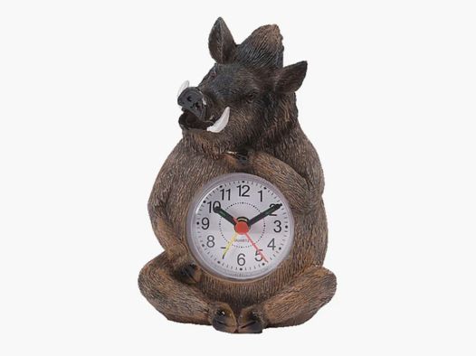 Sveglia Cinghiale Seduto con Quadrante, in Resina 14cm