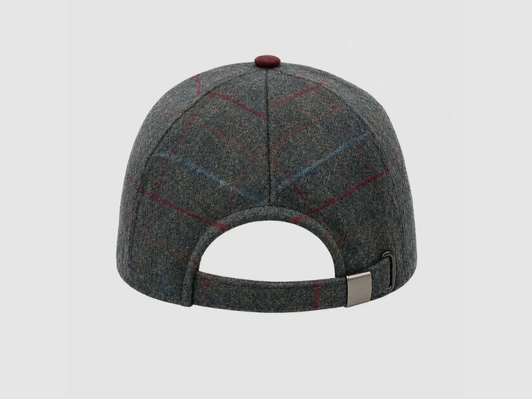 Casquette à carreaux réglable laine polyester kaki marron T58, image 9 sur 10