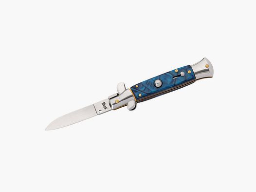 Couteau à ressort, bleu beau motif marbré stiletto classique