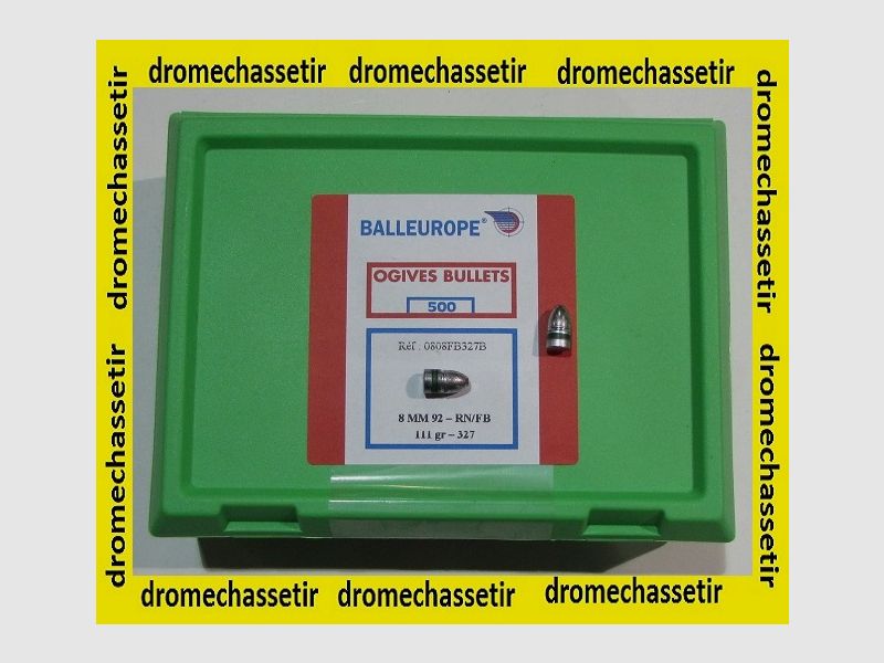 100 proiettili Balleurope, calibro 8mm92 pallini 111 grani punta tonda