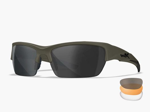 WX VALOR Brille mit 3 Wechselgläsern, Gestellfarbe Matt Armee Grün