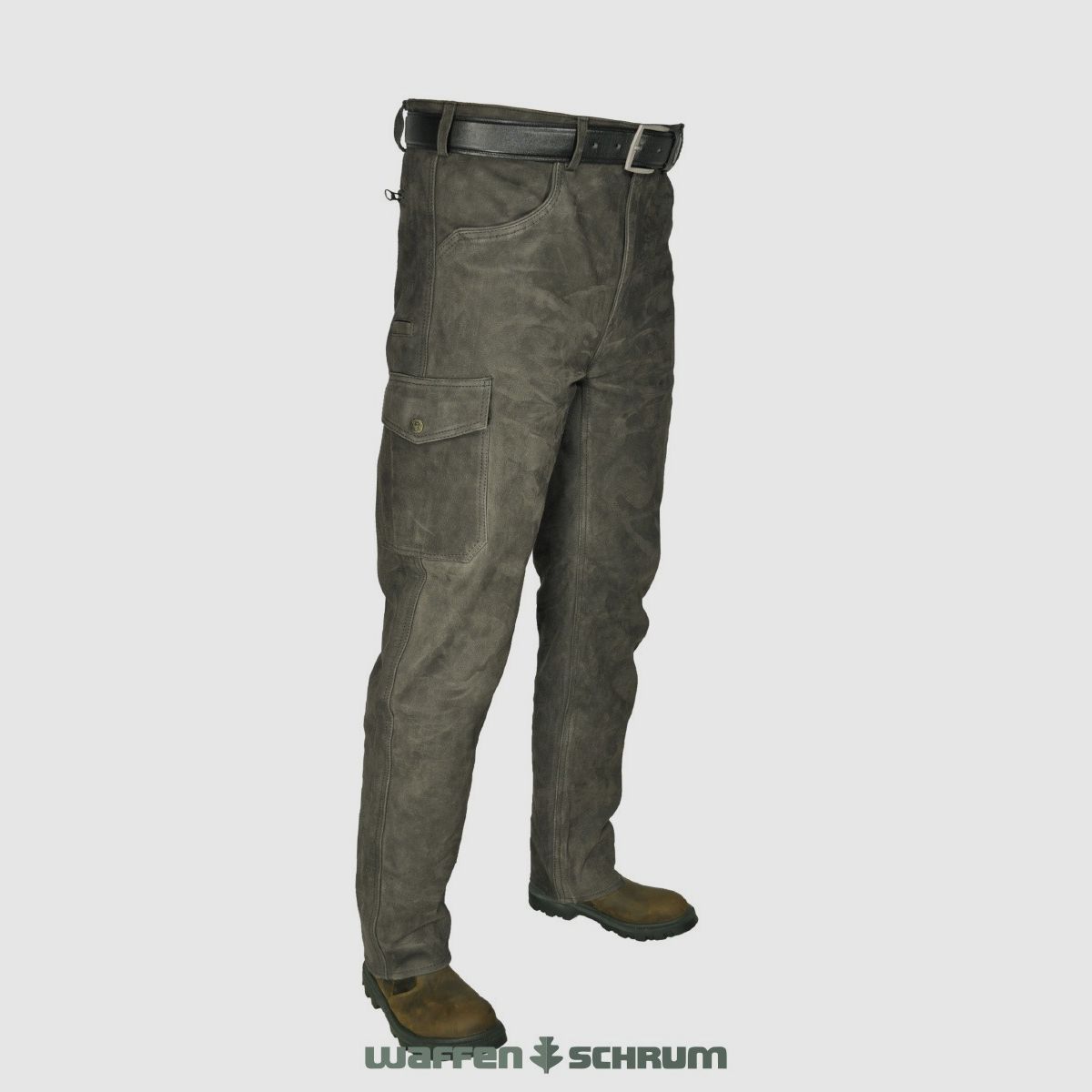 Hubertus Lederhose Trapper  Dunkel Oliv