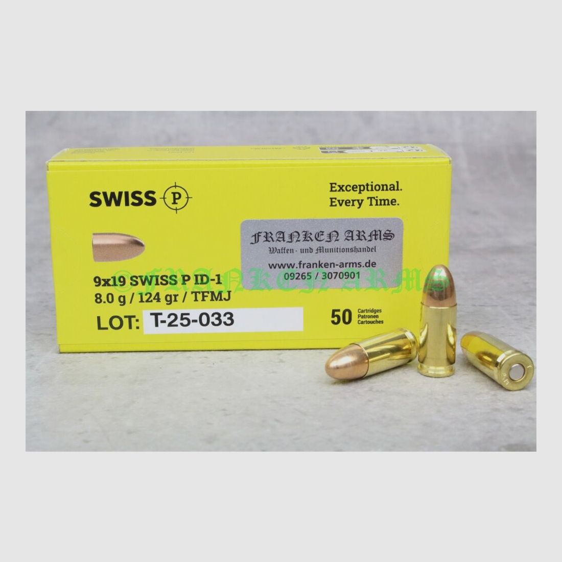 Swiss P 9x19 ID-1 FMJ 124gr. 8,0g 50 Stück