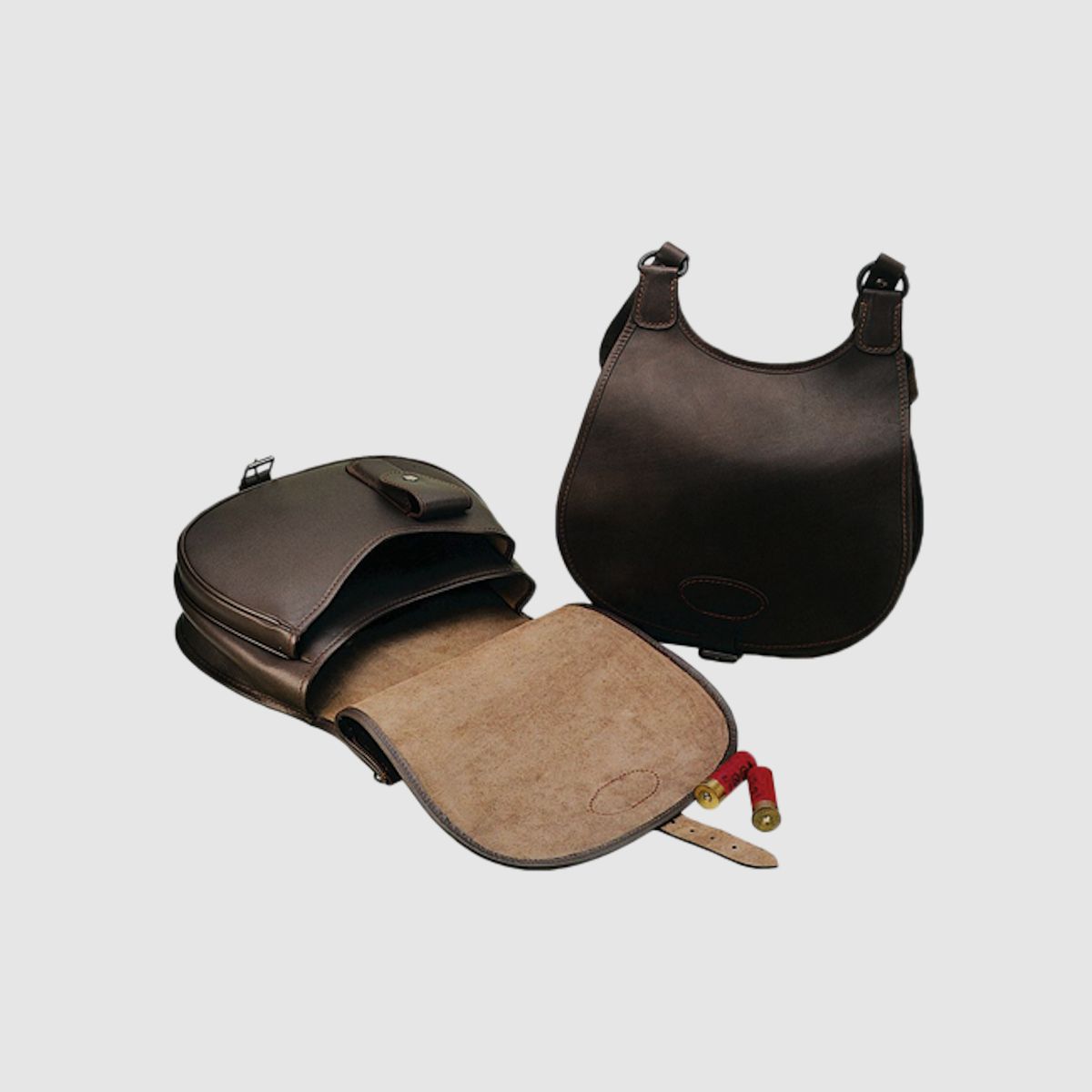 JAGDTASCHE Classik aus Rindleder Braun mit Vortasche & Messertasche