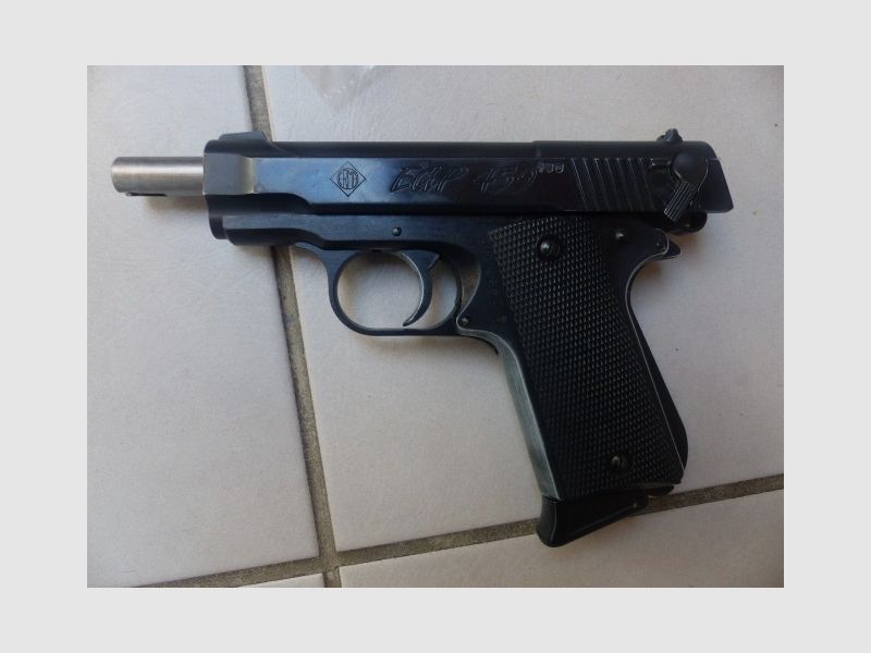 ERMA EGP 459 ähnlich Colt Officer’s ACP (1911 Kompakt) Cal. 9mm PAK mit Ovp, Anleitung, Abschussbecher & Bürste sagenhafter Zustand aus Sammlung