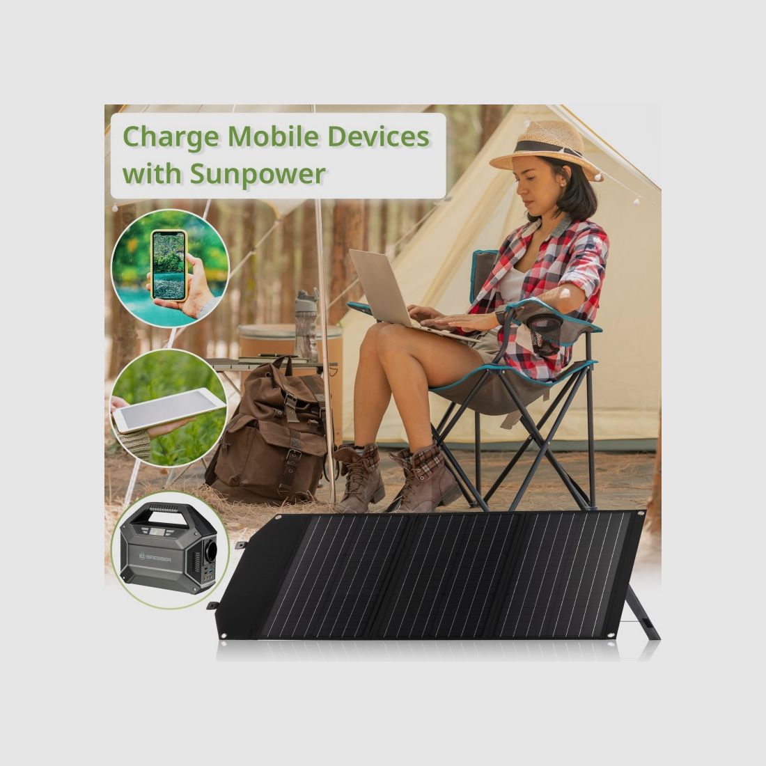 Mobiles Solar-Ladegerät BRESSER mit 60 W und USB- und DC-Ausgang, Bild 2 von 21