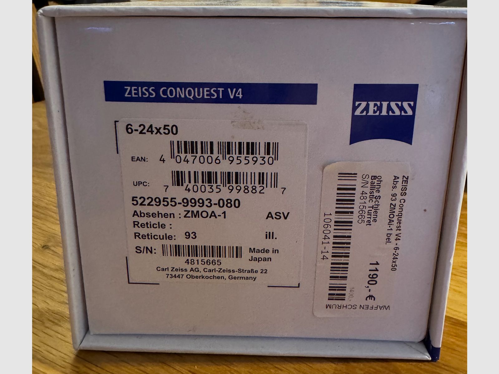 ZEISS Conquest V4 6-24x50 in sehr gutem Zustand! Kaum benutzt! 