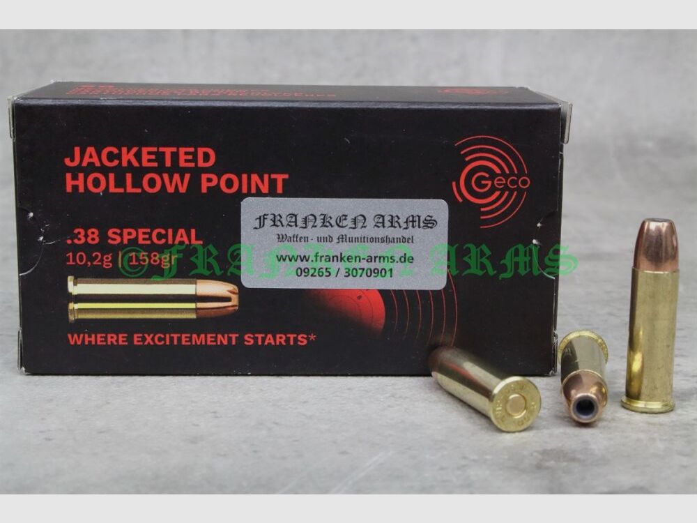 Geco .38 Special JHP 158gr. 10.2g 50 pieces quantity discounts