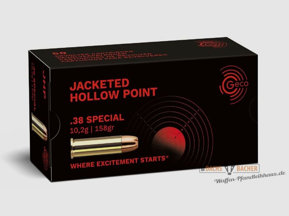 GECO .38 Special JHP Jacketed Hollow Point 10,2g/158gr 50 cartouches