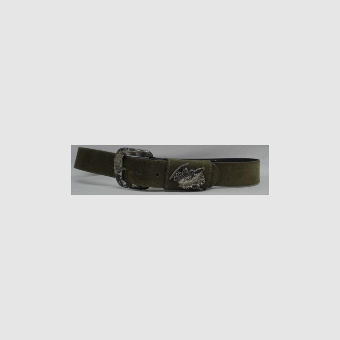 Velour-Leder 85 cm Länge - grün mit Schuhapplikation