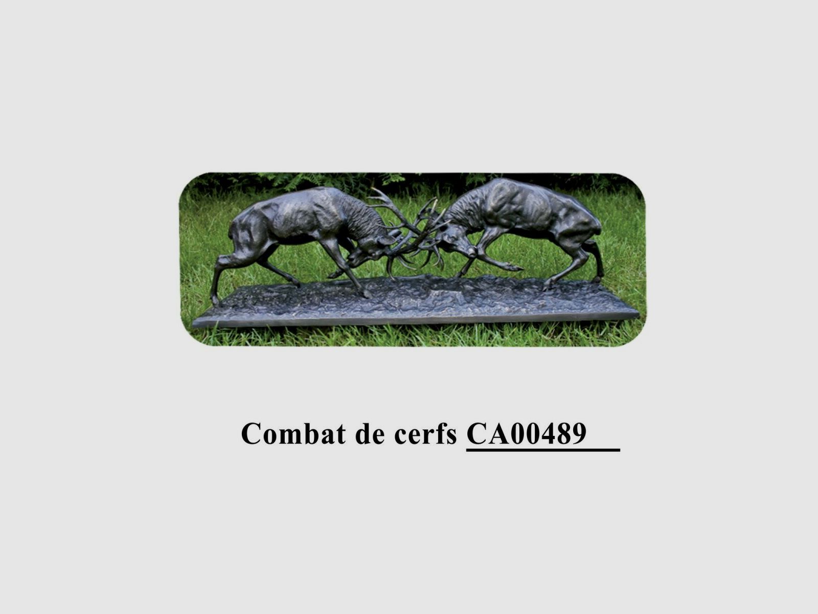 Statua in bronzo Lovergreen motivo combattimento tra cervi