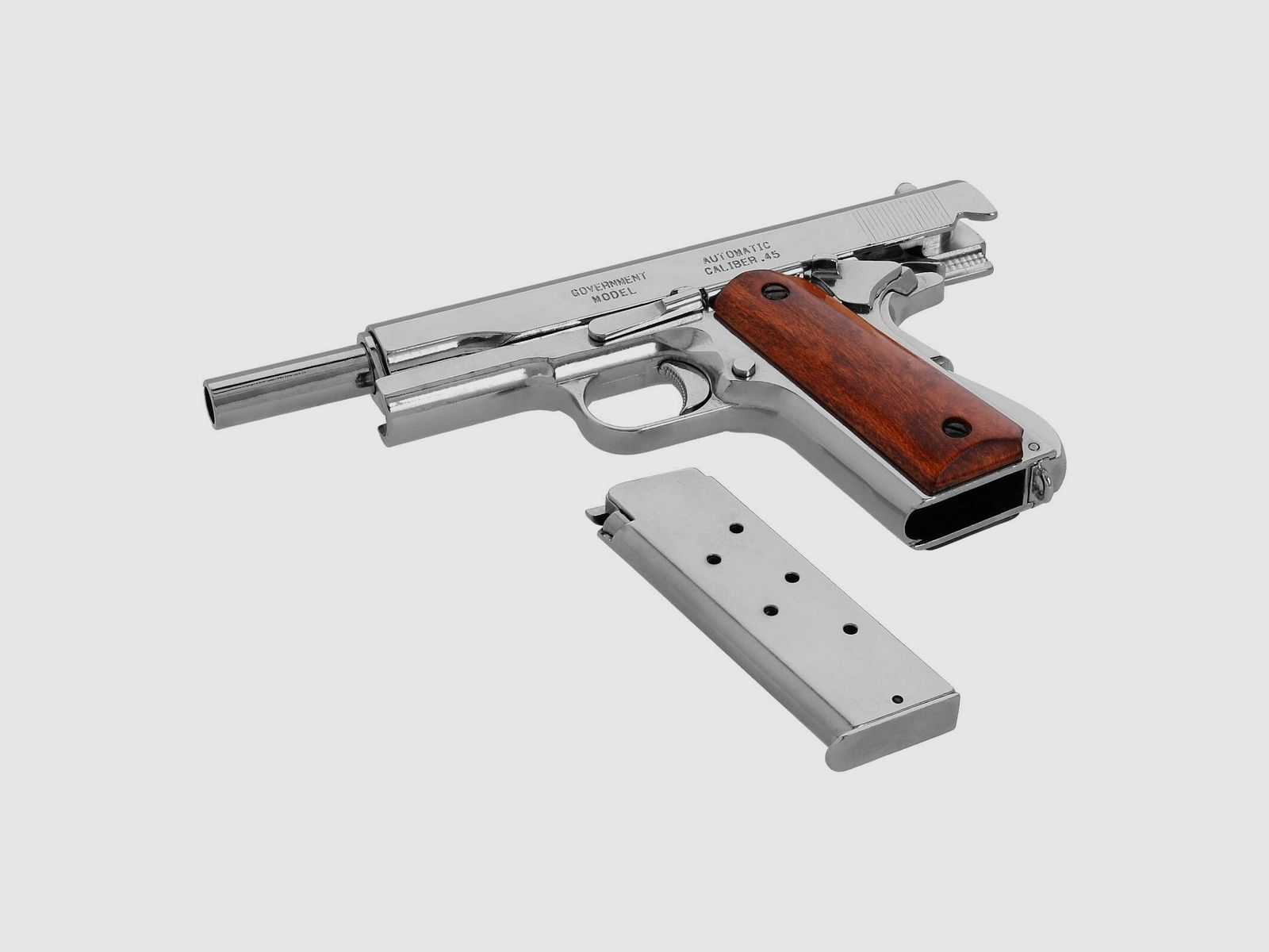 Denix Dekomodell 45er Colt Government M1911A1 Automatik Vernickelt - Holzgriffschalen