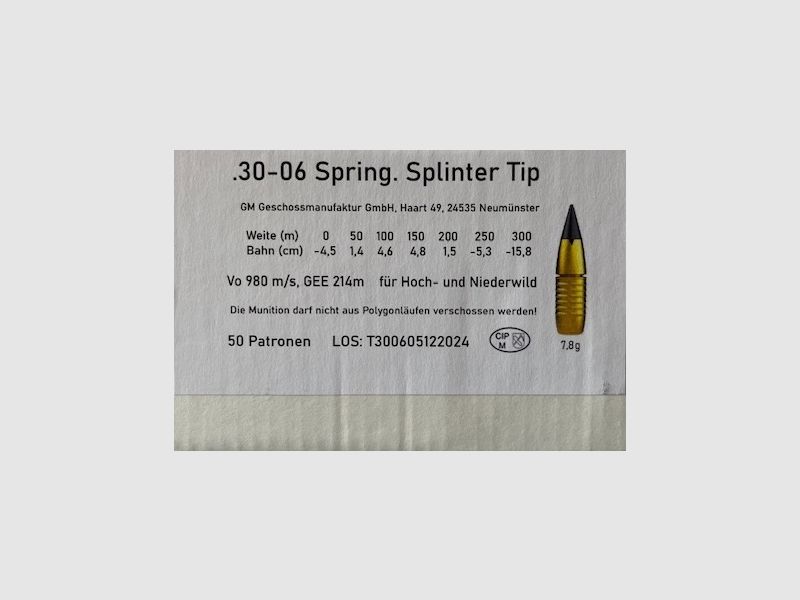 Geschoss Manufaktur .30-06 Spring. Splinter Tip