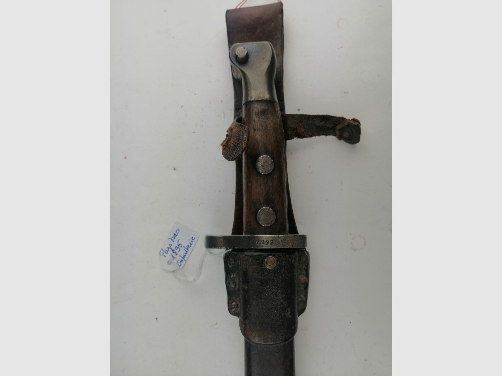 Baïonnette Pays-Bas – Hollande – Modèle 1895 – Infanterie – Fabrication Alex Coppel Solingen – Bon fourreau – BE, image 11 sur 14